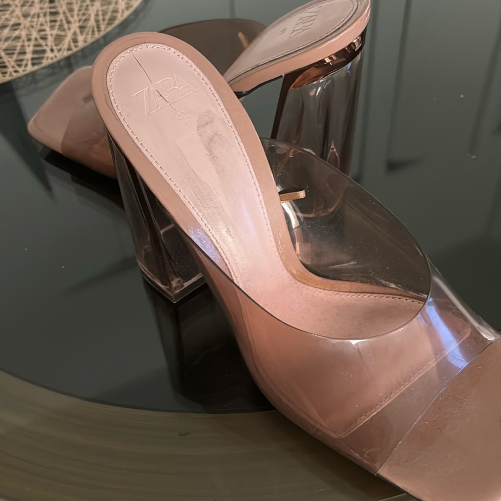 Zara heels vinyl heel slide